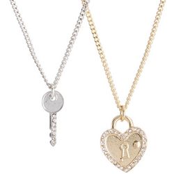 Gold and Silver-Tone Lock and Key Necklaces