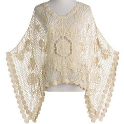 Lacy Knit Crochet Poncho