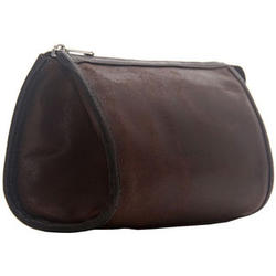 Vintage Brown Leather Tear Drop Cosmetic Bag