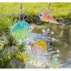 Painted Glass and Wire Fish Sculpture Gift Set