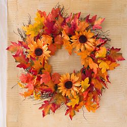 Fall Colors Artificial Sunflower Wreath