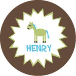 Boy's Personalized Horse Plate in Green, Blue, and Brown