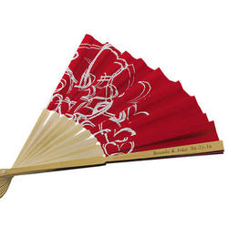 Red Asian Hearts Bamboo Wedding Fan