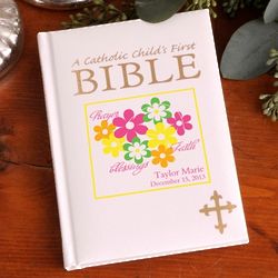 Personalized Flowers and Faith Catholic Child's First Bible
