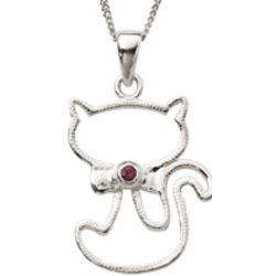 Sterling Silver Kids Bow Tie Kitty Cubic Zirconia Necklace