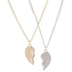Silver and Gold-Tone Broken Heart Necklaces