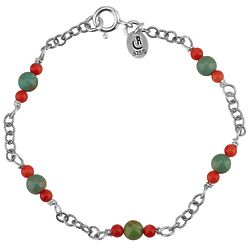 Green Turquoise and Coral Chain Bracelet