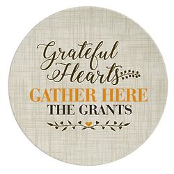 Personalized Grateful Hearts Gather Here Dinner Plate