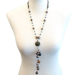 Indian Agate And Garnet Drop Necklace