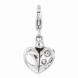 Sterling Silver Swarovski Heart Charm - FindGift.com