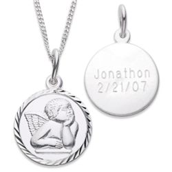 Engraved Sterling Silver Exquisite Angel Necklace