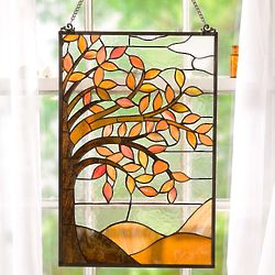 Stained Glass 24" Autumn Tree Panel
