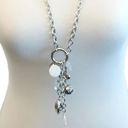 Crystal and Shell Charms Chain Necklace