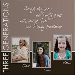 Three Generations Personalized 12x12 Canvas