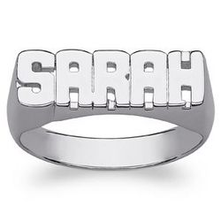 Women's Sterling Silver Block Name Ring