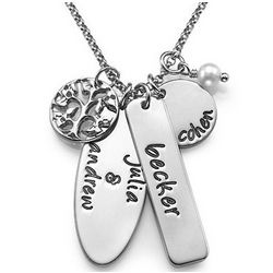 Personalized Family Tree Necklace in Silver