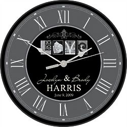 Love Personalized Black and White Wall Clock