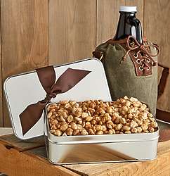 Beer Growler With Tote with Beer Nuts Gift Tin