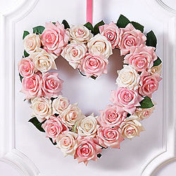 12" Keepsake Pink Rose Heart-Shaped Wreath