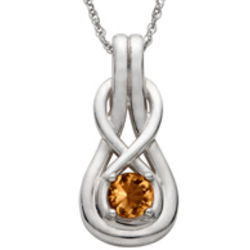 Sterling Silver Love Knot Birthstone Necklace