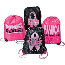 Breast Cancer Awareness Backpack with Polka Dot Pattern