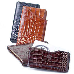 Croco Leather Slide Business Card Case