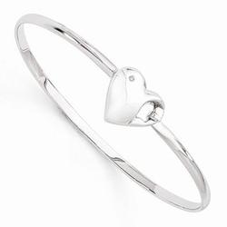 White Ice Diamond Heart Bangle Bracelet