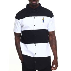 Men's Color Block Short Sleeve Button-Down Shirt