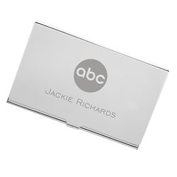Sleek Silver Business Card Case with Personalized Logo