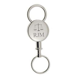 Personalized Scales of Justice Round Silver Detachable Key Chain