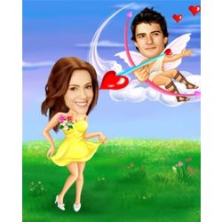 Your Photo in a Cupid Wants You to Fall in Love Caricature