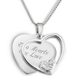 Sterling Silver Crystal Heart in Heart Necklace