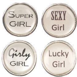 Handcrafted Super Girl and Sexy Girl Pewter Wine Charms