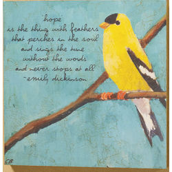 Finch Plaque with Emily Dickinson Poem