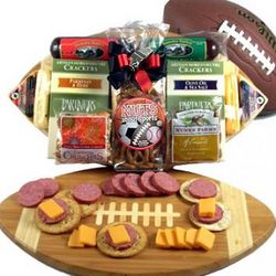Football Cutting Board with Snacks Gift Basket