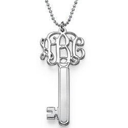 Sterling Silver Monogram Key Necklace