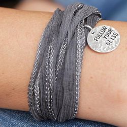 Follow Your Bliss Silk Ribbon Message Bracelet