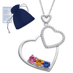Heart of a Mother Sterling Silver 3 Birthstone Pendant