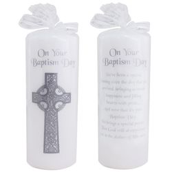 Baptism Candle with Silver Celtic Cross