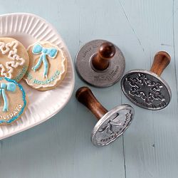 3 Holiday Cast Aluminum Cookie Stamps