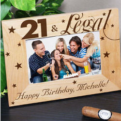 Engraved 21st Birthday 4 x 6 Wooden Picture Frame