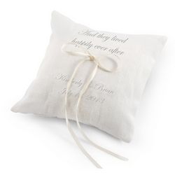 They Lived Happily Ever After Ring Pillows with Silver Print