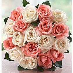 18 Lovely Pink and White Mom Roses Bouquet