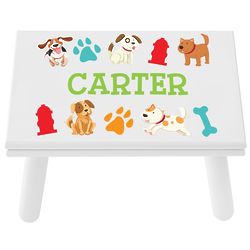 Personalized Puppies Step Stool in White