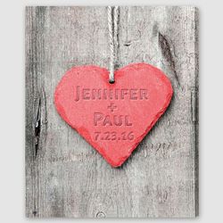 Personalized Embossed Heart Canvas Wall Sign