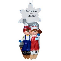Personalized Ski Lift Couple Christmas Ornament