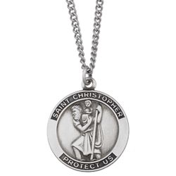 Engraved Sterling Silver St. Christopher Medal Pendant