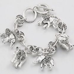 Elephant Marcasite Charm Bracelet