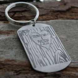 Tree Carving Heart Personalized Key Chain