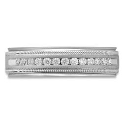 Men's Sterling Silver Band with 13 Round Brilliant Cut Diamonds